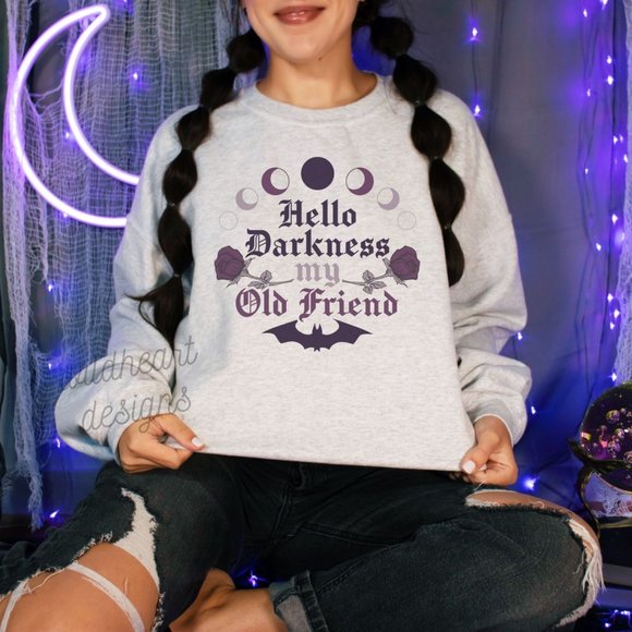 Hello Darkness My Old Friend Unisex Graphic Pullover Sweatshirt - Picture 1 of 4